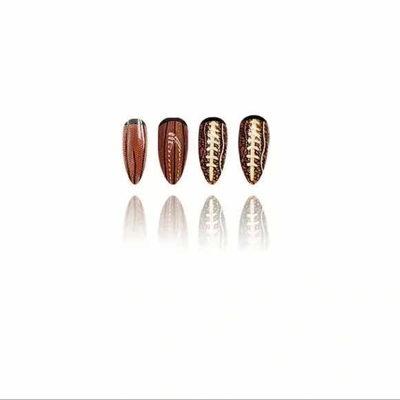 Football Themed Nail Art, Press On Nails, Almond Shaped, NEW - Picture 4 of 7